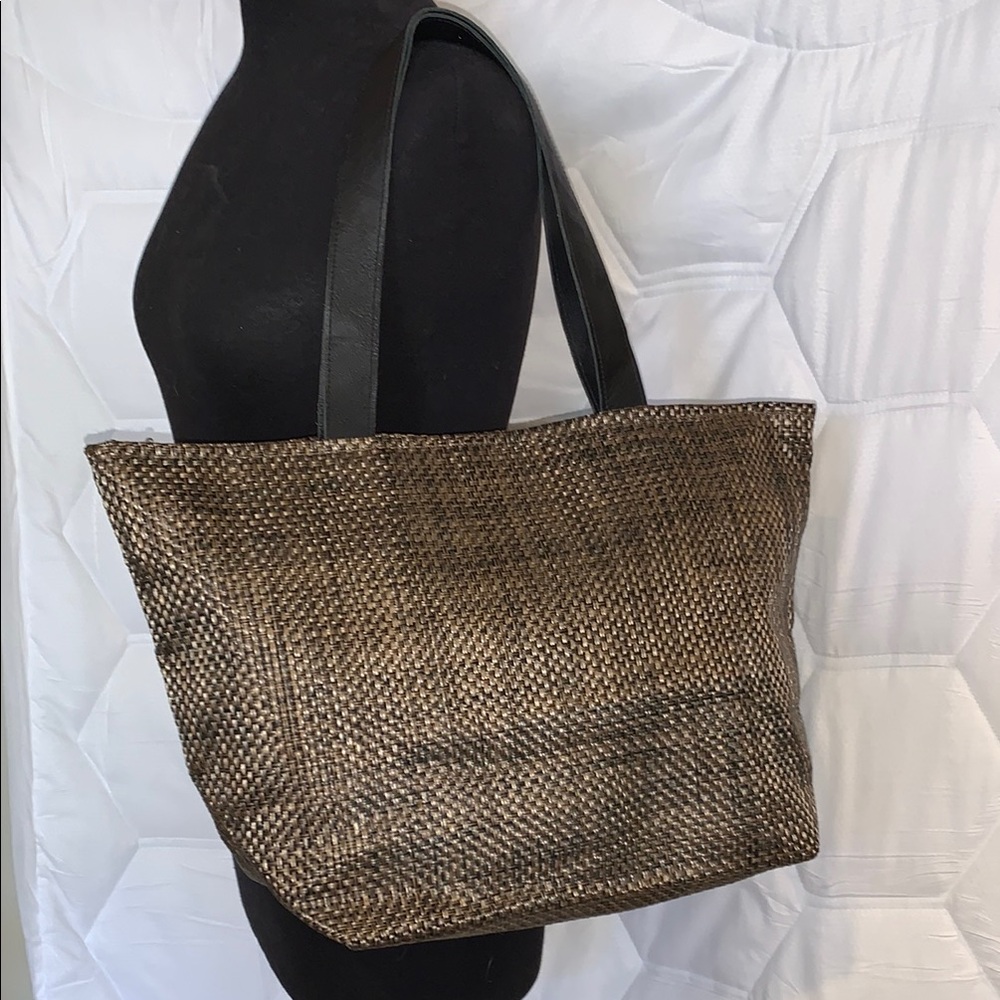 Chilewich Brown and Black Woven Tote Bag